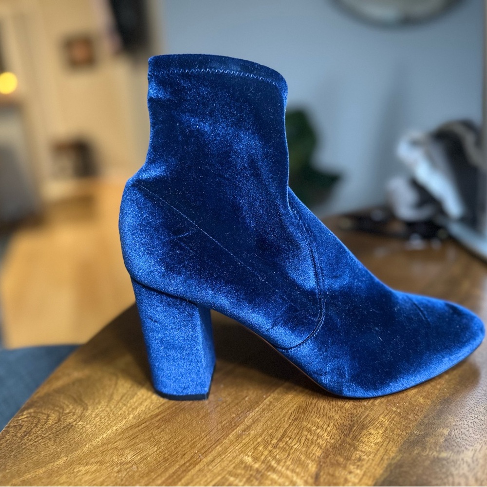 Aquazzura Royal Blue Velvet Heeled Boots